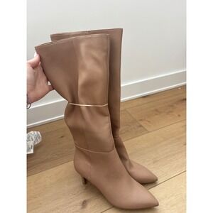 dolce vita Alabama Tan Faux Leather Kitten Heel Knee High Tall Boots Womens 9